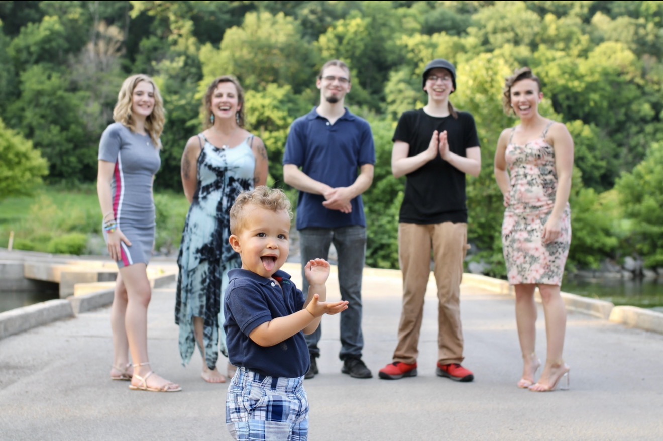 Playful extended family portrait