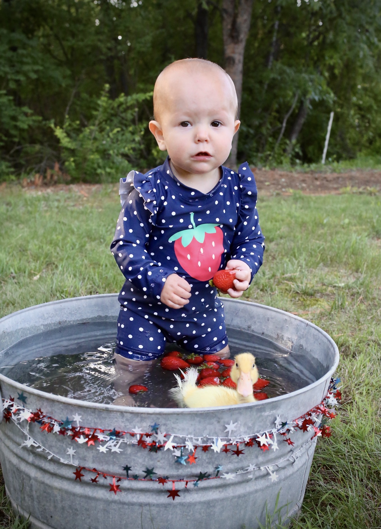 Baby in a patriotic outdoor portrait