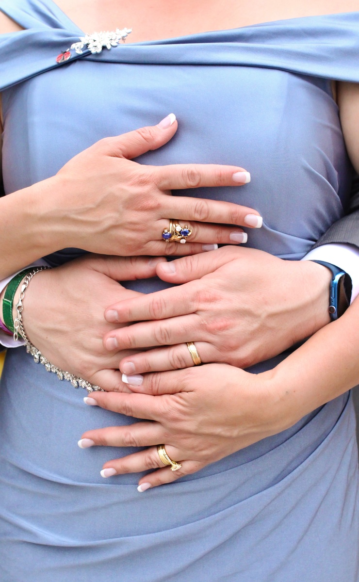 Wedding rings and hands